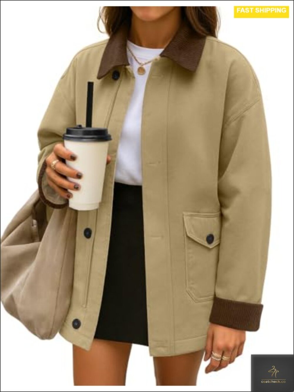 Women's Lightweight Cotton Barn Jacket Casual Loose Fit Oversized Coat